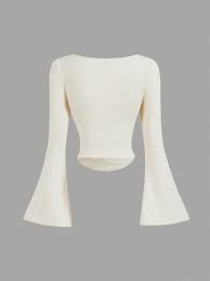 Ivory Bell-Sleeve Crop Top