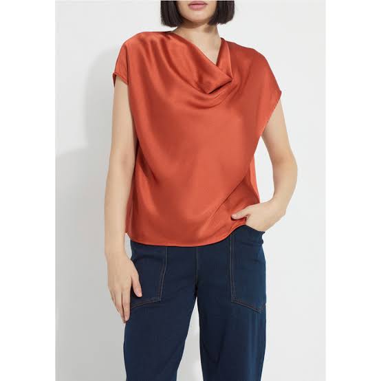 Terracotta Cowl-Neck Top