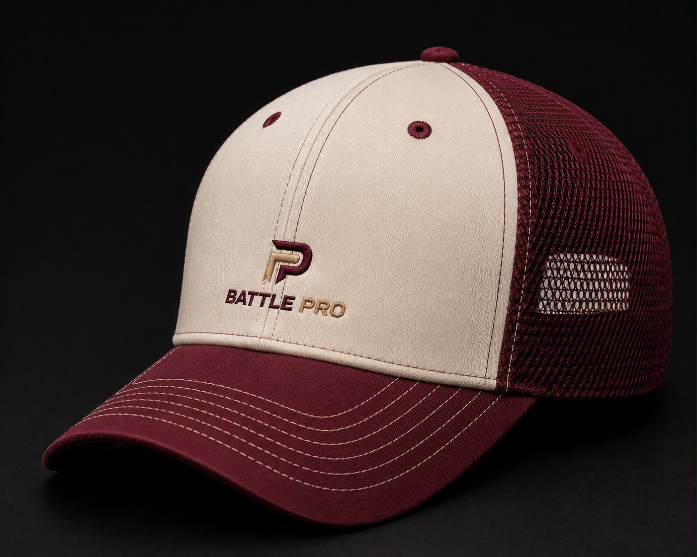 Cream & Maroon Trucker Cap