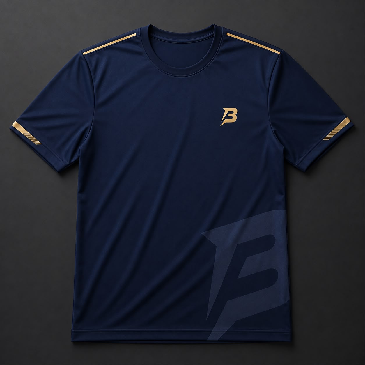 Navy Shoulder-Stripe Training Tee